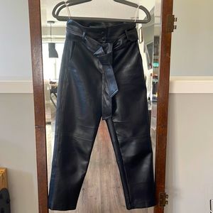 Wilfred Black Vegan Leather Belted Pants Size 0